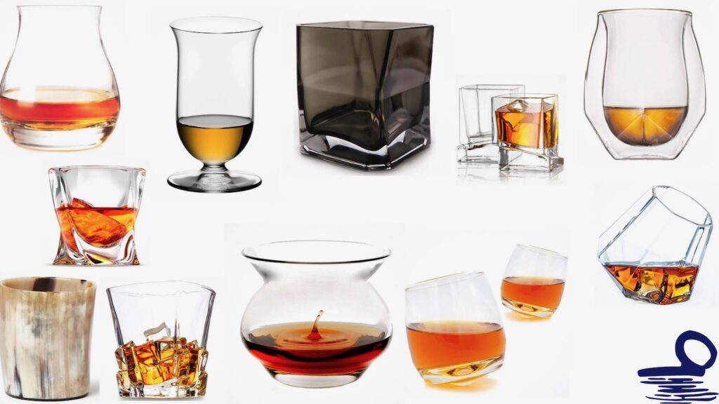 Some of the more fancy styles available when a whisky lover wants to buy a whisky glass