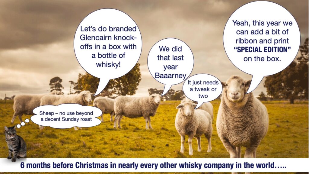 How sheep brands deal with the annual box set with a Whisky glass