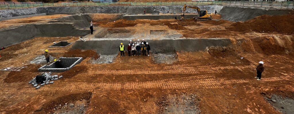 Construction Progress board in the pit