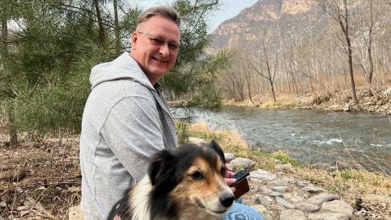 Andy Perry, my dog Cola, and I.